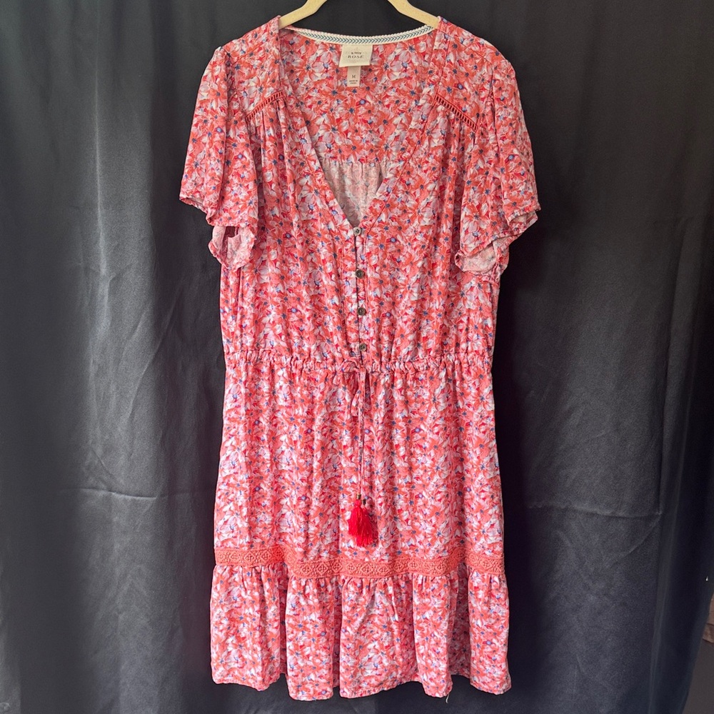 Knox Rose Pink Floral Button-Front Mini Dress